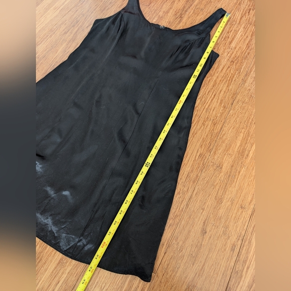 Vintage 90s Y2K Black Satin Slip Dress Medium Made In Canada - Picture 8 of 8